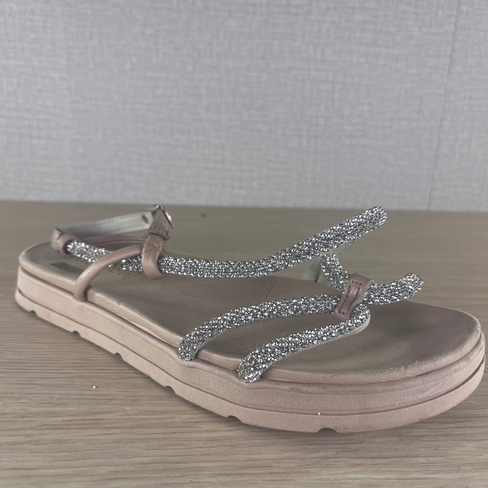 Moleca Nude Pink Glitter Strappy Platform Sandals Size 10 Made in Brazil